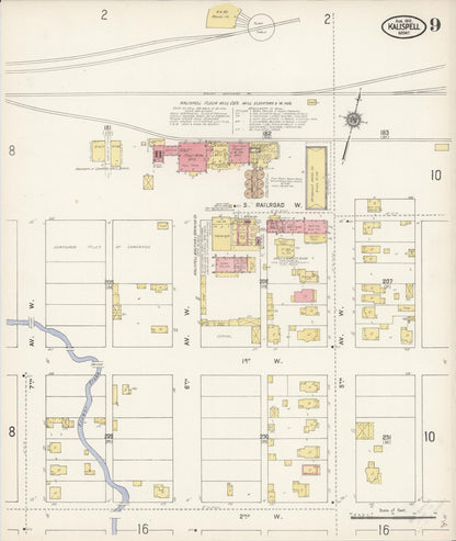 Sanborn Fire Insurance Map from Kalispell, Flathead County, Montana (1910), Sheet #0009 - Complete Map Set gallery image, historic Sanborn map, vintage wall art, Montana Montana