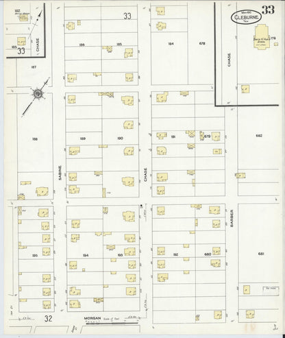 Sanborn Fire Insurance Map from Cleburne, Johnson County, Texas (1910), Sheet #0033 - Historic Sanborn Fire Insurance Map Print, vintage old map wall art, antique decor, genealogy gift, Texas Texas map