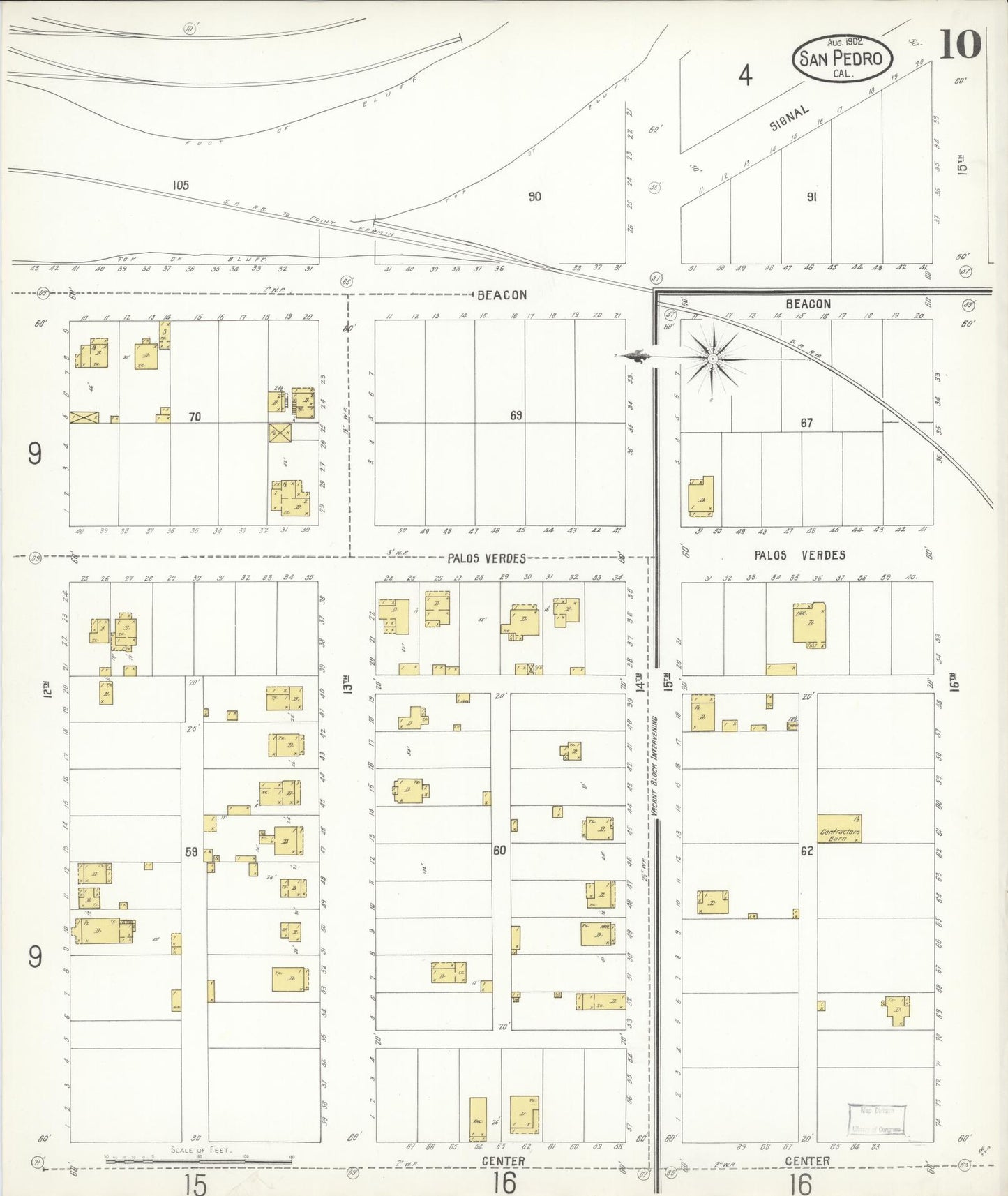 Sanborn Fire Insurance Map from San Pedro, Los Angeles County, California (1902), Sheet #0010 - Complete Map Set gallery image, historic Sanborn map, vintage wall art, California California