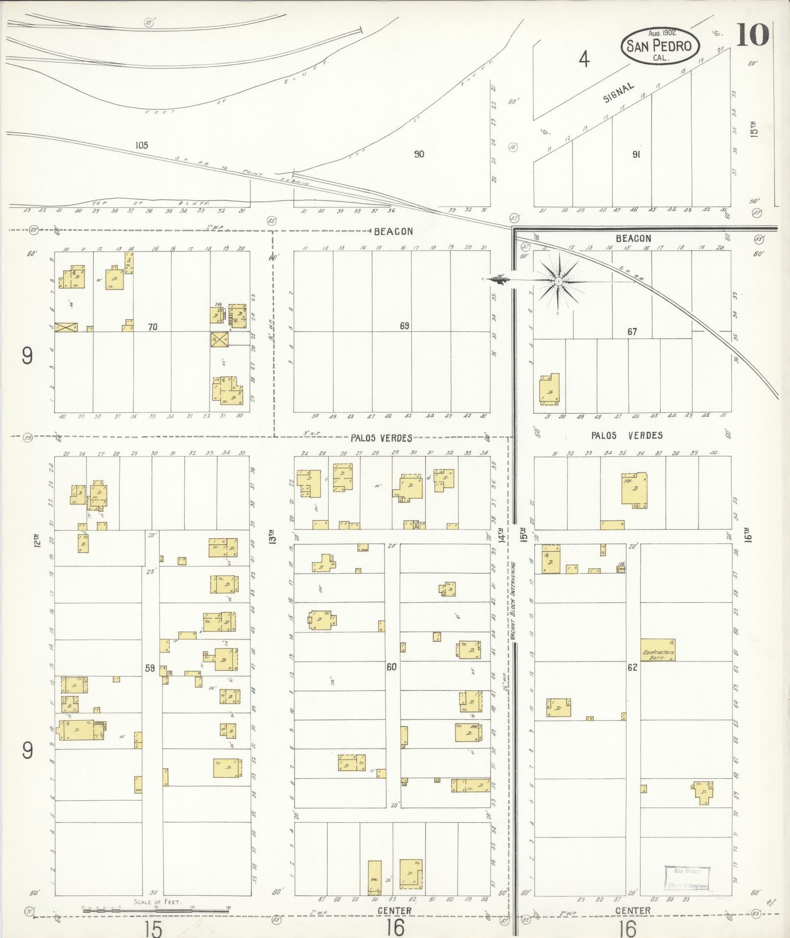 Sanborn Fire Insurance Map from San Pedro, Los Angeles County, California (1902), Sheet #0010 - Complete Map Set gallery image, historic Sanborn map, vintage wall art, California California