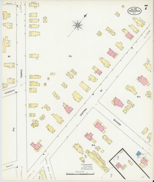 Sanborn Fire Insurance Map from Fredonia, Chautauqua County, New York (1907), Sheet #0007 - Historic Sanborn Fire Insurance Map Print, vintage old map wall art, antique decor, genealogy gift, New York New York map