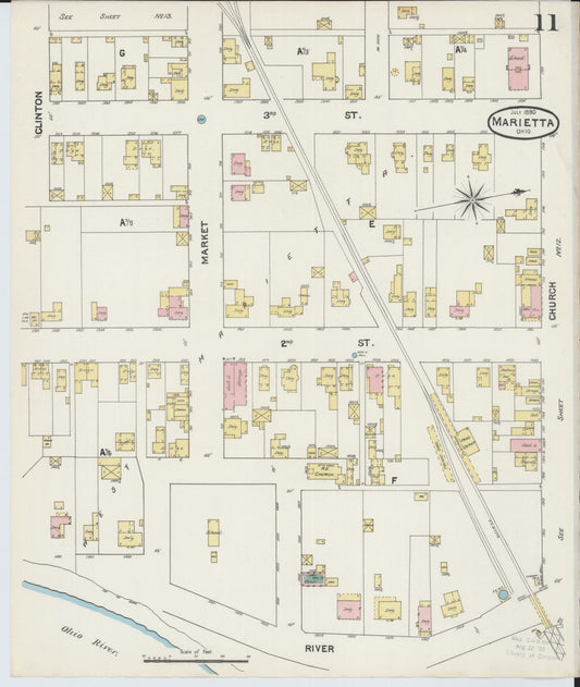 Sanborn Fire Insurance Map from Marietta, Washington County, Ohio (1890), Sheet #0011 - Historic Sanborn Fire Insurance Map Print, vintage old map wall art, antique decor, genealogy gift, Ohio Ohio map