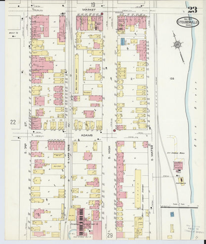 Sanborn Fire Insurance Map from Steubenville, Jefferson County, Ohio (1913), Sheet #0023 - Complete Map Set gallery image, historic Sanborn map, vintage wall art, Ohio Ohio