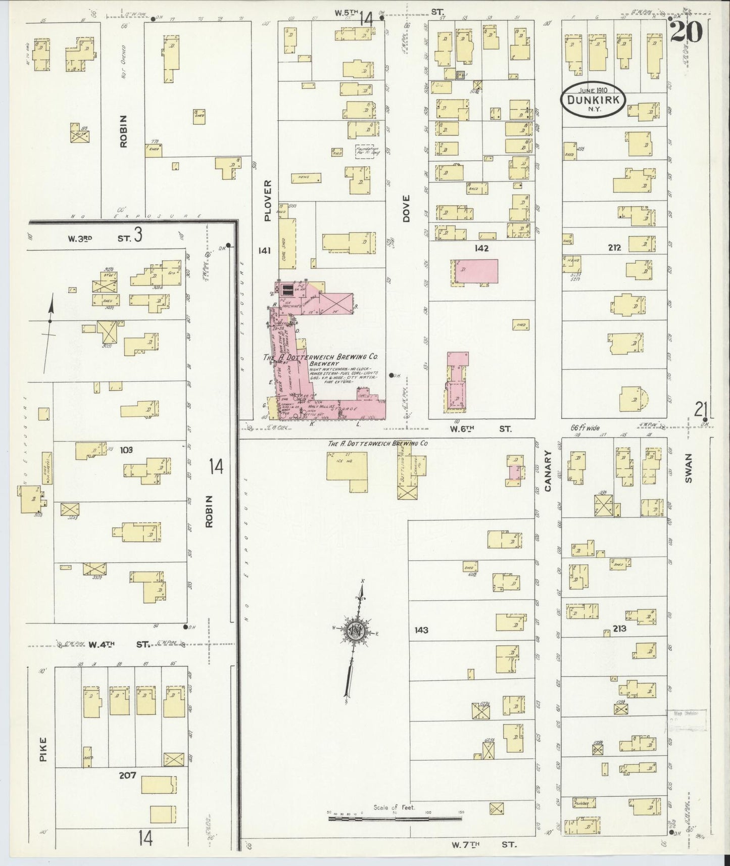 Sanborn Fire Insurance Map from Dunkirk, Chautauqua County, New York (1910), Sheet #0020 - Complete Map Set gallery image, historic Sanborn map, vintage wall art, New York New York