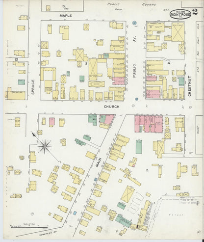 Sanborn Fire Insurance Map from Montrose, Susquehanna County, Pennsylvania (1892), Sheet #0002 - Complete Map Set gallery image, historic Sanborn map, vintage wall art, Pennsylvania Pennsylvania