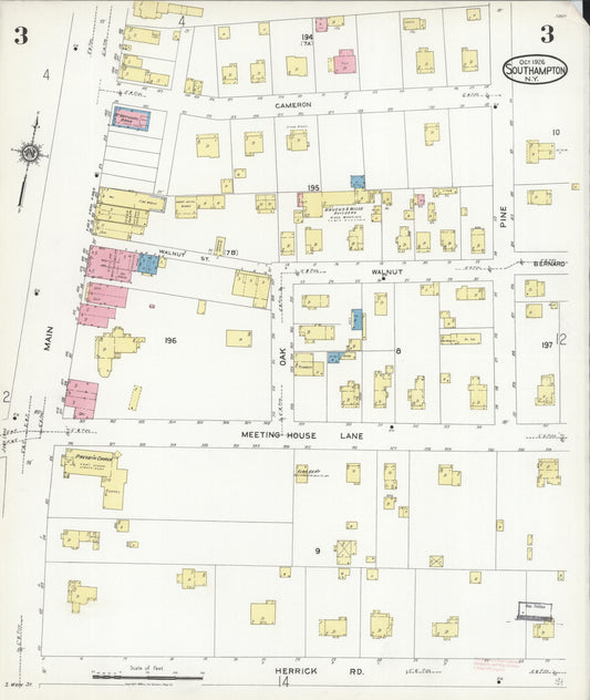 Sanborn Fire Insurance Map from Southampton, Suffolk County, New York (1926), Sheet #0003 - Historic Sanborn Fire Insurance Map Print, vintage old map wall art, antique decor, genealogy gift, New York New York map