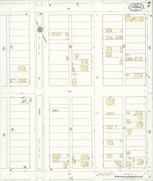Sanborn Fire Insurance Map from Coronado, San Diego County, California (1921), Sheet #0007 - Historic Sanborn Fire Insurance Map Print, vintage old map wall art, antique decor, genealogy gift, California California map