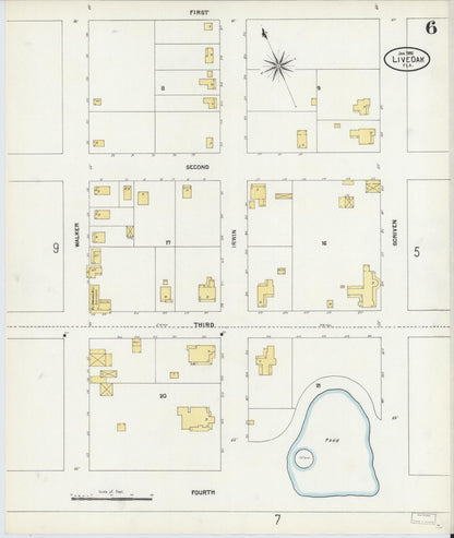Sanborn Fire Insurance Map from Live Oak, Suwanee County, Florida (1906), Sheet #0006 - Complete Map Set gallery image, historic Sanborn map, vintage wall art, Florida Florida