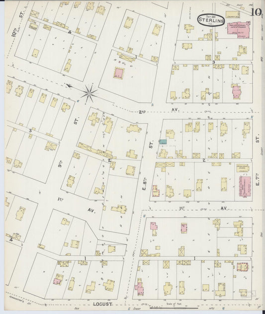 Sanborn Fire Insurance Map from Sterling, Whiteside County, Illinois (1891), Sheet #0010 - Historic Sanborn Fire Insurance Map Print, vintage old map wall art, antique decor, genealogy gift, Illinois Illinois map