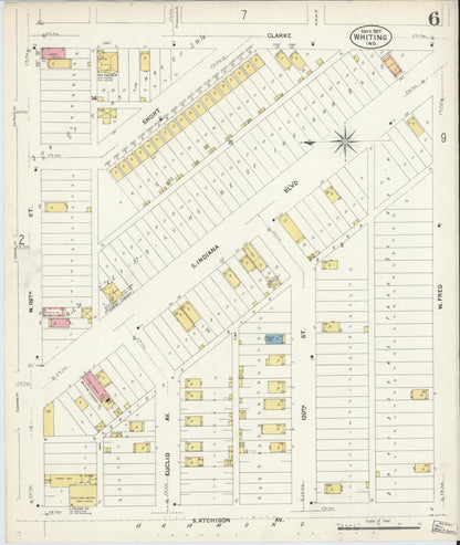 Sanborn Fire Insurance Map from Whiting, Lake County, Indiana (1907), Sheet #0006 - Complete Map Set gallery image, historic Sanborn map, vintage wall art, Indiana Indiana