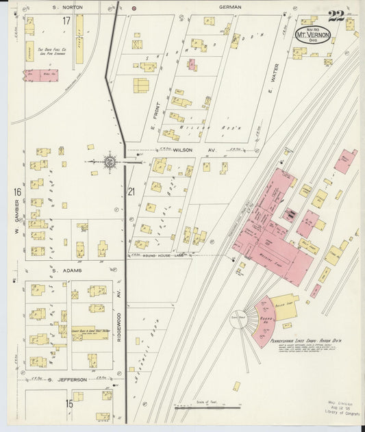 Sanborn Fire Insurance Map from Mount Vernon, Knox County, Ohio (1913), Sheet #0022 - Historic Sanborn Fire Insurance Map Print, vintage old map wall art, antique decor, genealogy gift, Ohio Ohio map