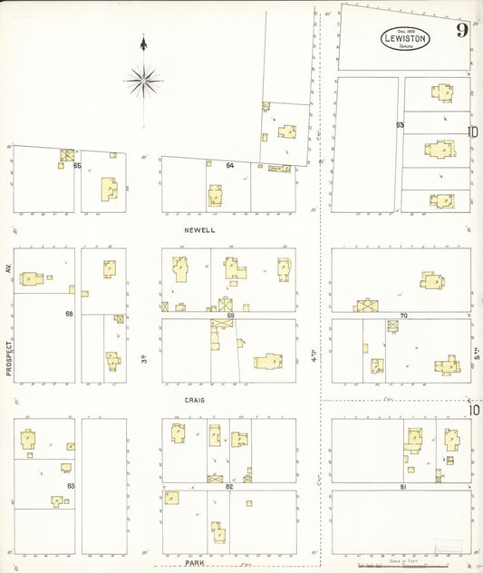 Sanborn Fire Insurance Map from Lewiston, Nez Perce County, Idaho (1900), Sheet #0009 - Historic Sanborn Fire Insurance Map Print, vintage old map wall art, antique decor, genealogy gift, Idaho Idaho map