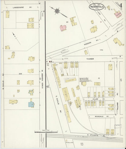 Sanborn Fire Insurance Map from Haddonfield, Camden County, New Jersey (1914), Sheet #0004 - Complete Map Set gallery image, historic Sanborn map, vintage wall art, New Jersey New Jersey