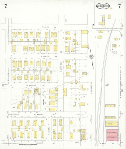 Sanborn Fire Insurance Map from Goose Creek, Harris County, Texas (1931), Sheet #0007 - Complete Map Set gallery image, historic Sanborn map, vintage wall art, Texas Texas