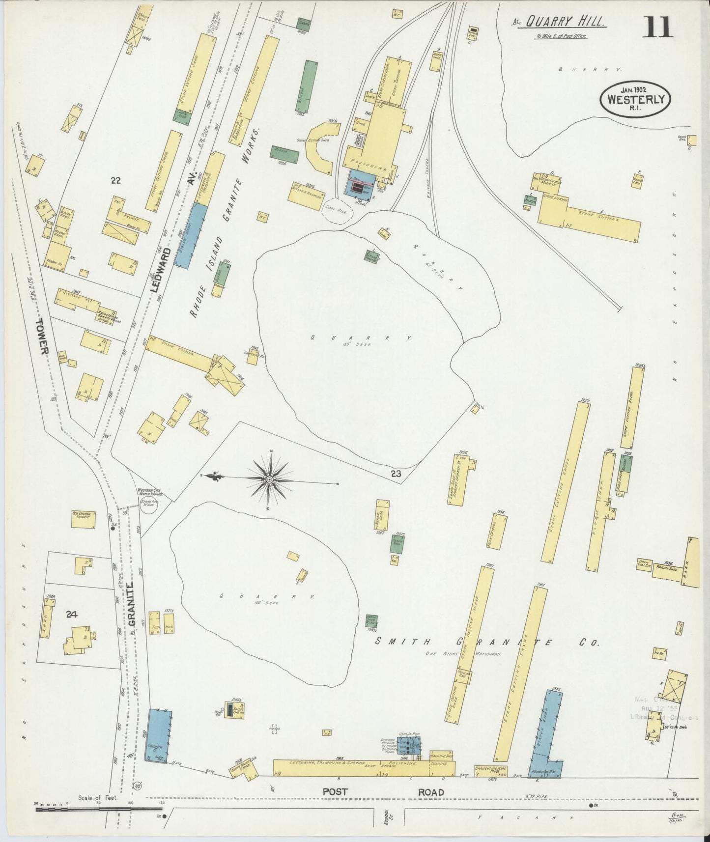 Sanborn Fire Insurance Map from Westerly, Washington County, Rhode Island (1902), Sheet #0011 - Complete Map Set gallery image, historic Sanborn map, vintage wall art, Rhode Island Rhode Island