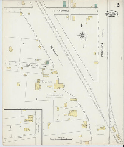 Sanborn Fire Insurance Map from Wagoner, Wagoner County, Oklahoma (1894), Sheet #0002 - Complete Map Set gallery image, historic Sanborn map, vintage wall art, Oklahoma Oklahoma