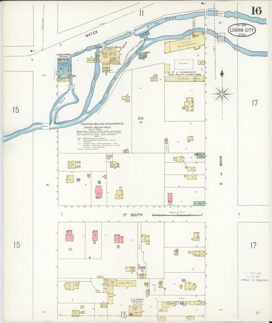 Sanborn Fire Insurance Map from Logan, Cache County, Utah (1900), Sheet #0016 - Historic Sanborn Fire Insurance Map Print, vintage old map wall art, antique decor, genealogy gift, Utah Utah map
