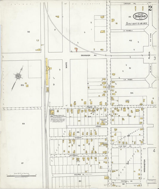 Sanborn Fire Insurance Map from Ormond, Volusia County, Florida (1921), Sheet #0002 - Historic Sanborn Fire Insurance Map Print, vintage old map wall art, antique decor, genealogy gift, Florida Florida map
