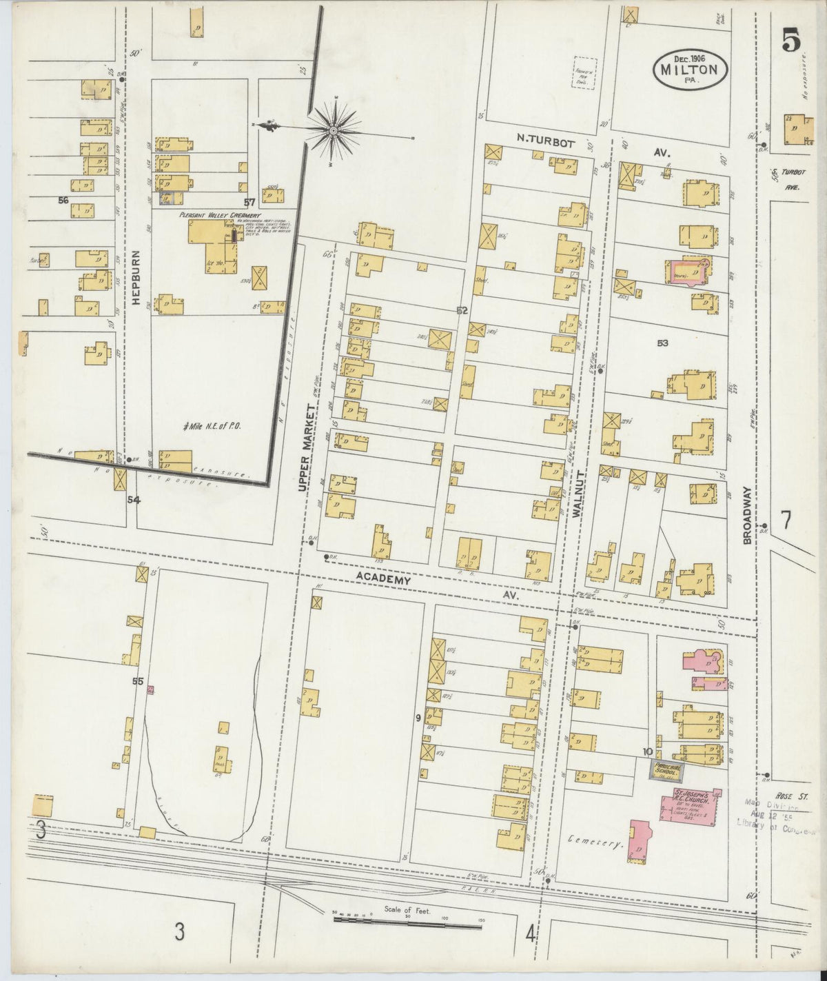 Sanborn Fire Insurance Map from Milton, Northumberland County, Pennsylvania (1906), Sheet #0005 - Complete Map Set gallery image, historic Sanborn map, vintage wall art, Pennsylvania Pennsylvania