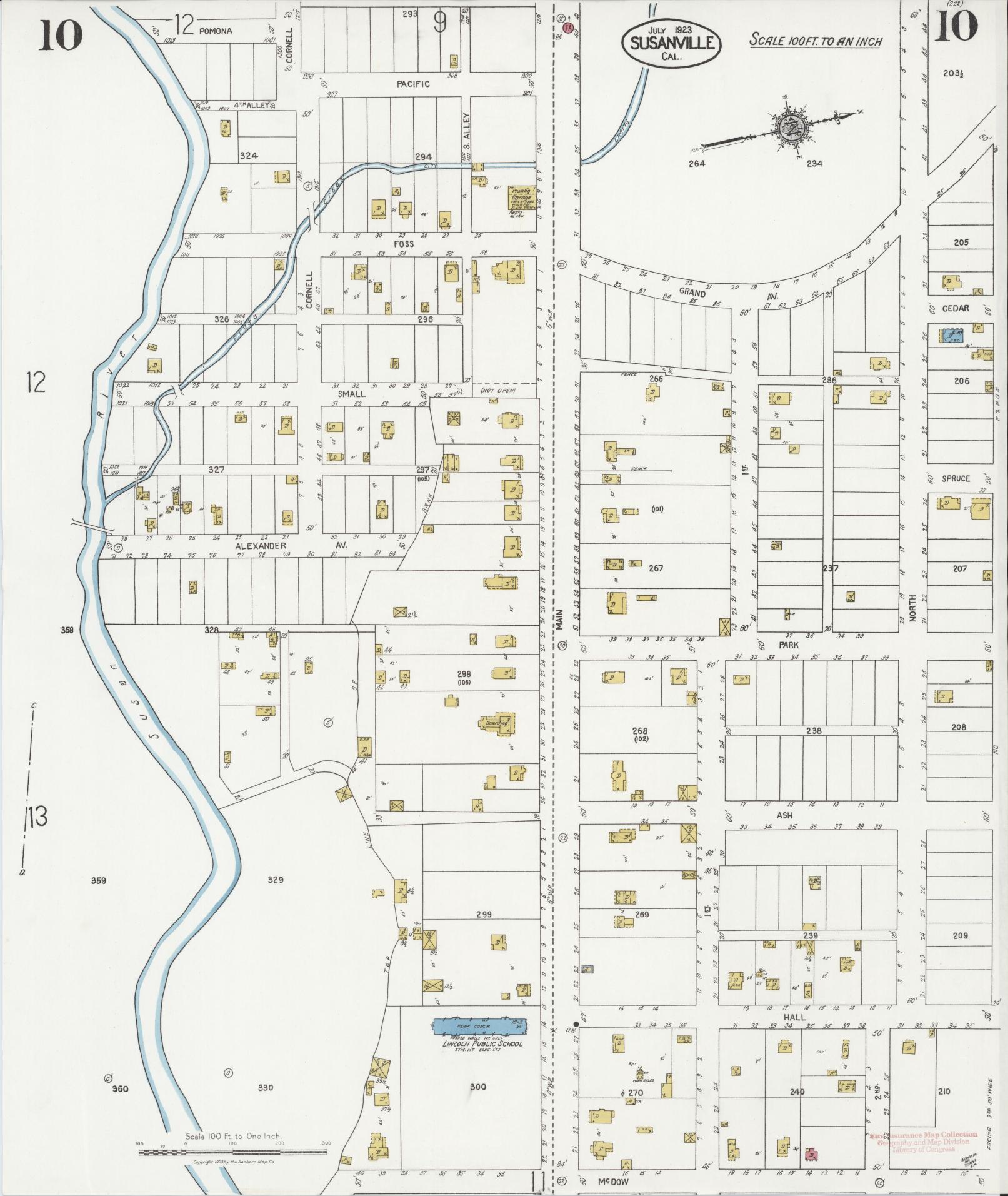 Sanborn Fire Insurance Map from Susanville, Lassen County, California (1923), Sheet #0010 - Complete Map Set gallery image, historic Sanborn map, vintage wall art, California California