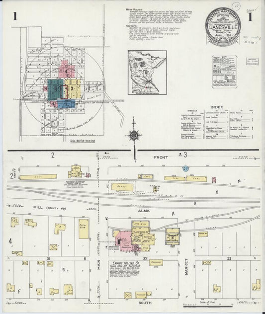 Sanborn Fire Insurance Map from Janesville, Waseca County, Minnesota. (1924) – Map View