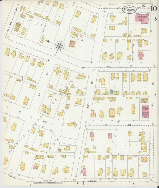 Sanborn Fire Insurance Map from Sterling, Whiteside County, Illinois (1903), Sheet #0010 - Historic Sanborn Fire Insurance Map Print, vintage old map wall art, antique decor, genealogy gift, Illinois Illinois map
