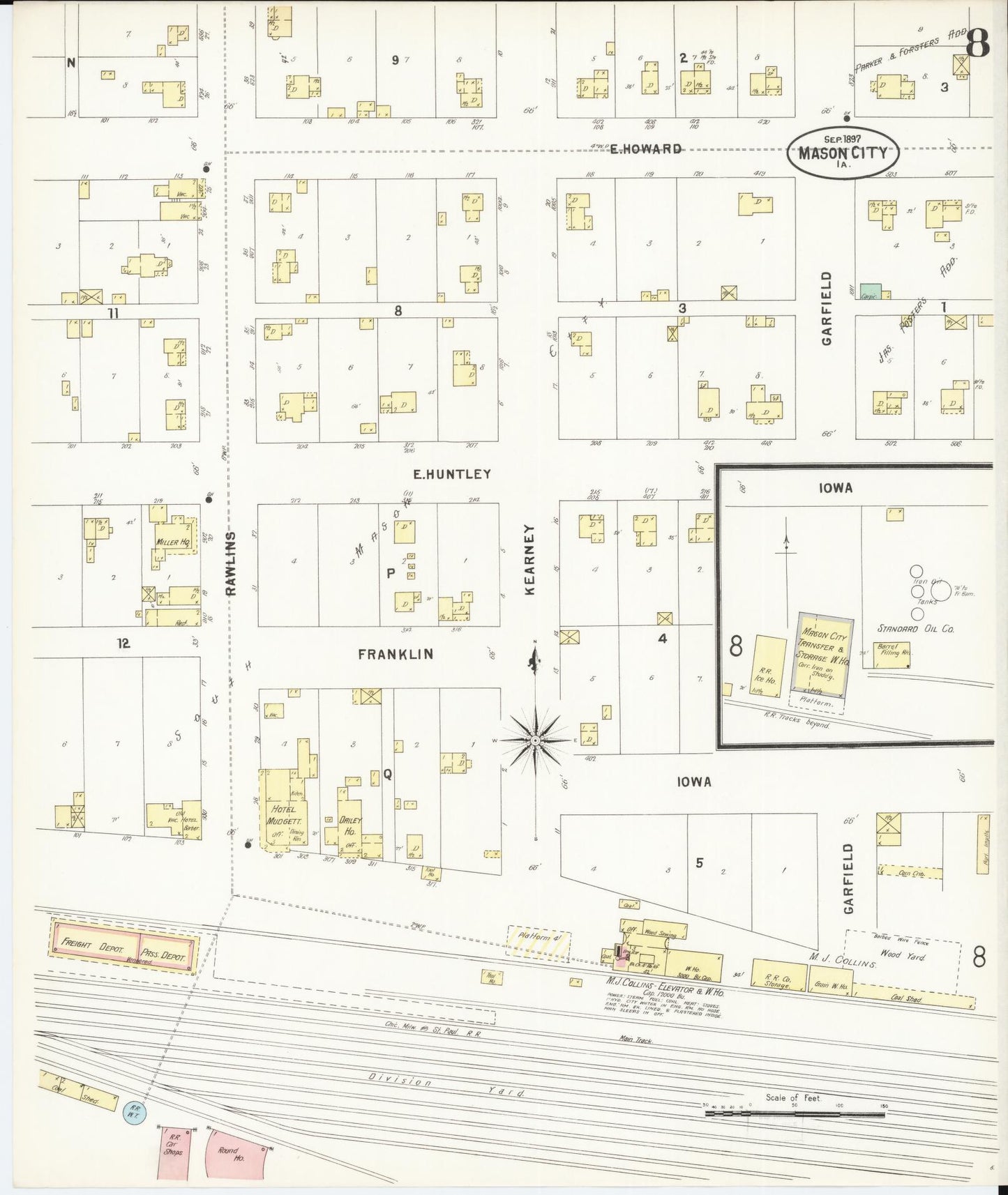 Sanborn Fire Insurance Map from Mason City, Cerro Gordo County, Iowa (1897), Sheet #0008 - Historic Sanborn Fire Insurance Map Print