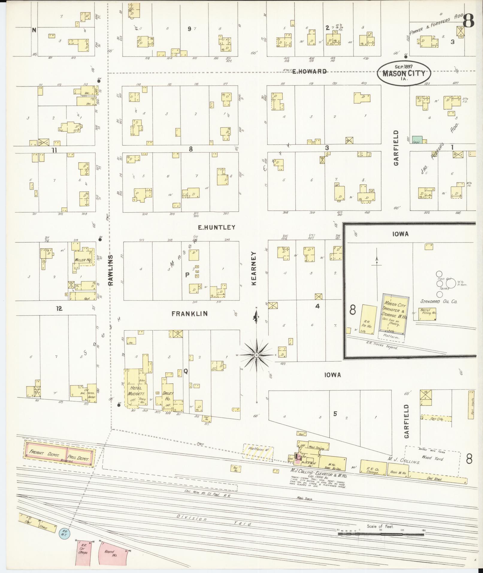 Sanborn Fire Insurance Map from Mason City, Cerro Gordo County, Iowa (1897), Sheet #0008 - Historic Sanborn Fire Insurance Map Print