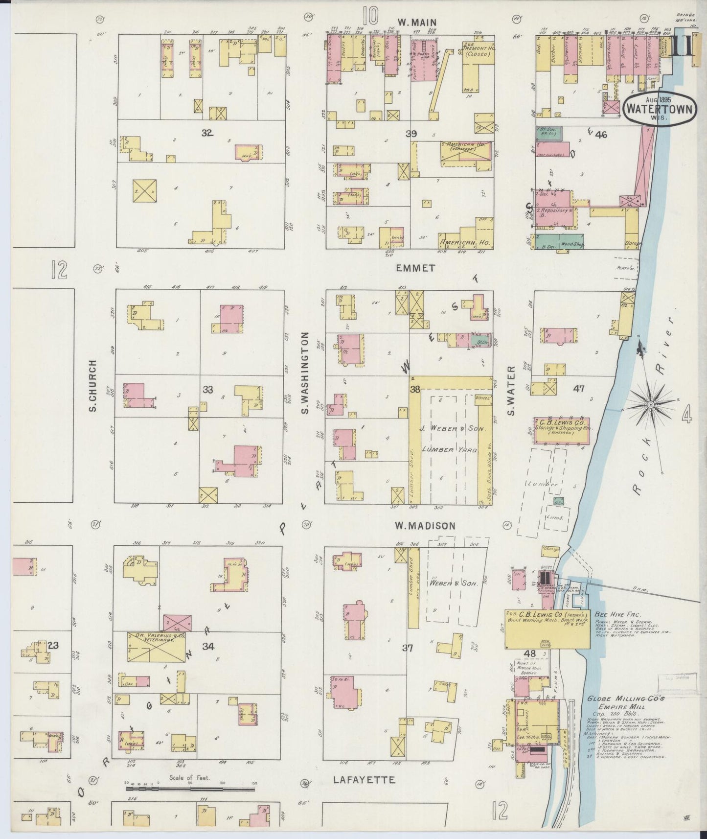 Sanborn Fire Insurance Map from Watertown, Jefferson County, Wisconsin (1895), Sheet #0011 - Complete Map Set gallery image, historic Sanborn map, vintage wall art, Wisconsin Wisconsin