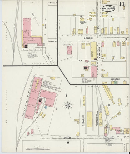 Sanborn Fire Insurance Map from Martinsburg, Berkeley County, West Virginia (1897), Sheet #0014 - Complete Map Set gallery image, historic Sanborn map, vintage wall art, West Virginia West Virginia