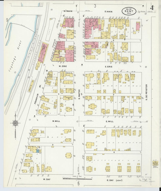 Sanborn Fire Insurance Map from Kent, Portage County, Ohio (1911), Sheet #0004 - Historic Sanborn Fire Insurance Map Print, vintage old map wall art, antique decor, genealogy gift, Ohio Ohio map