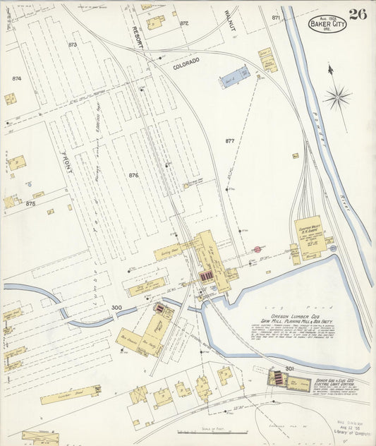 Sanborn Fire Insurance Map from Baker, Baker County, Oregon (1903), Sheet #0026 - Historic Sanborn Fire Insurance Map Print, vintage old map wall art, antique decor, genealogy gift, Oregon Oregon map