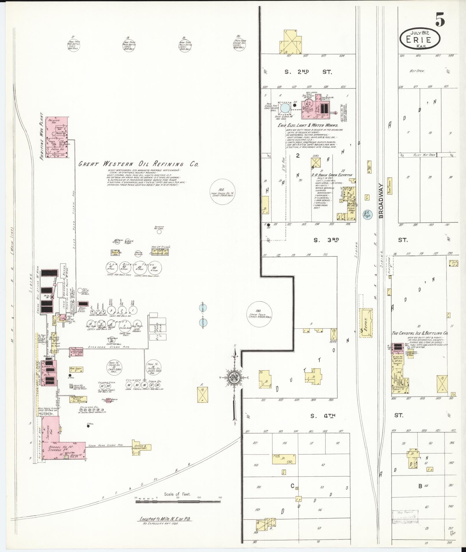 Sanborn Fire Insurance Map from Erie, Neosho County, Kansas (1912), Sheet #0005 - Complete Map Set gallery image, historic Sanborn map, vintage wall art, Kansas Kansas