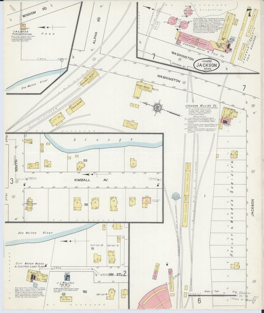 Sanborn Fire Insurance Map from Jackson, Jackson County, Minnesota (1913), Sheet #0007 - Historic Sanborn Fire Insurance Map Print, vintage old map wall art, antique decor, genealogy gift, Minnesota Minnesota map