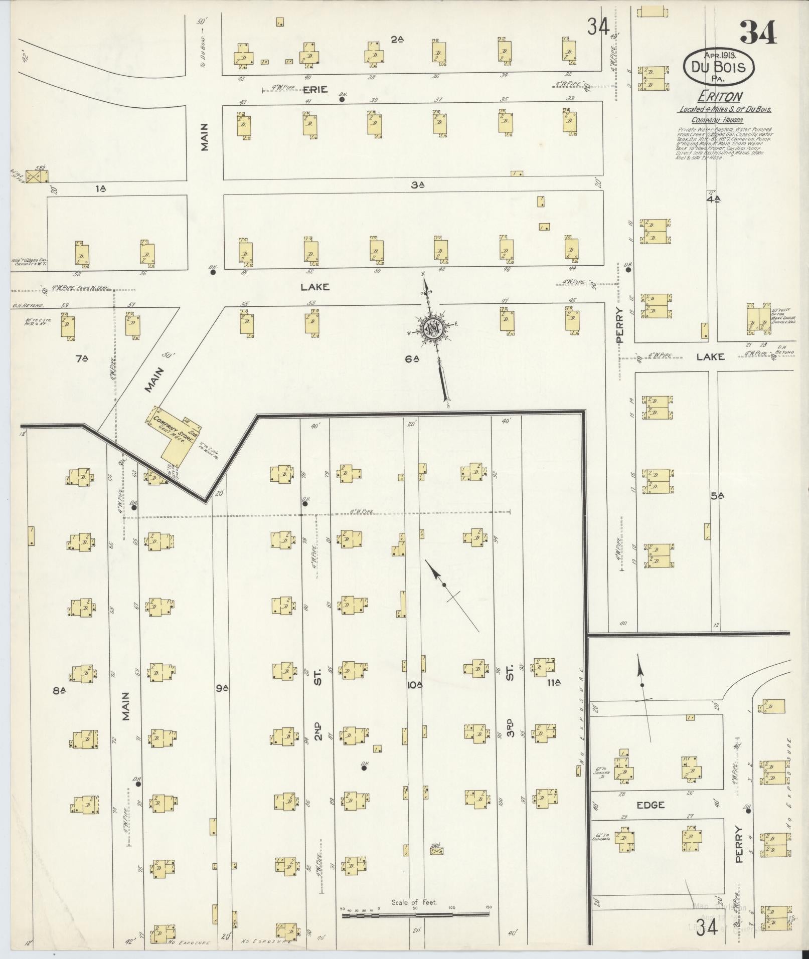 Sanborn Fire Insurance Map from Du Bois, Clearfield County, Pennsylvania (1913), Sheet #0034 - Historic Sanborn Fire Insurance Map Print, vintage old map wall art, antique decor, genealogy gift, Pennsylvania Pennsylvania map