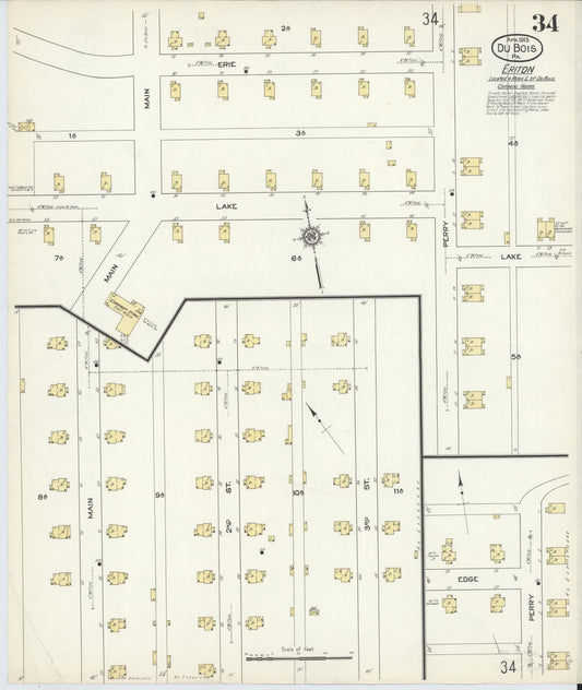 Sanborn Fire Insurance Map from Du Bois, Clearfield County, Pennsylvania (1913), Sheet #0034 - Historic Sanborn Fire Insurance Map Print, vintage old map wall art, antique decor, genealogy gift, Pennsylvania Pennsylvania map