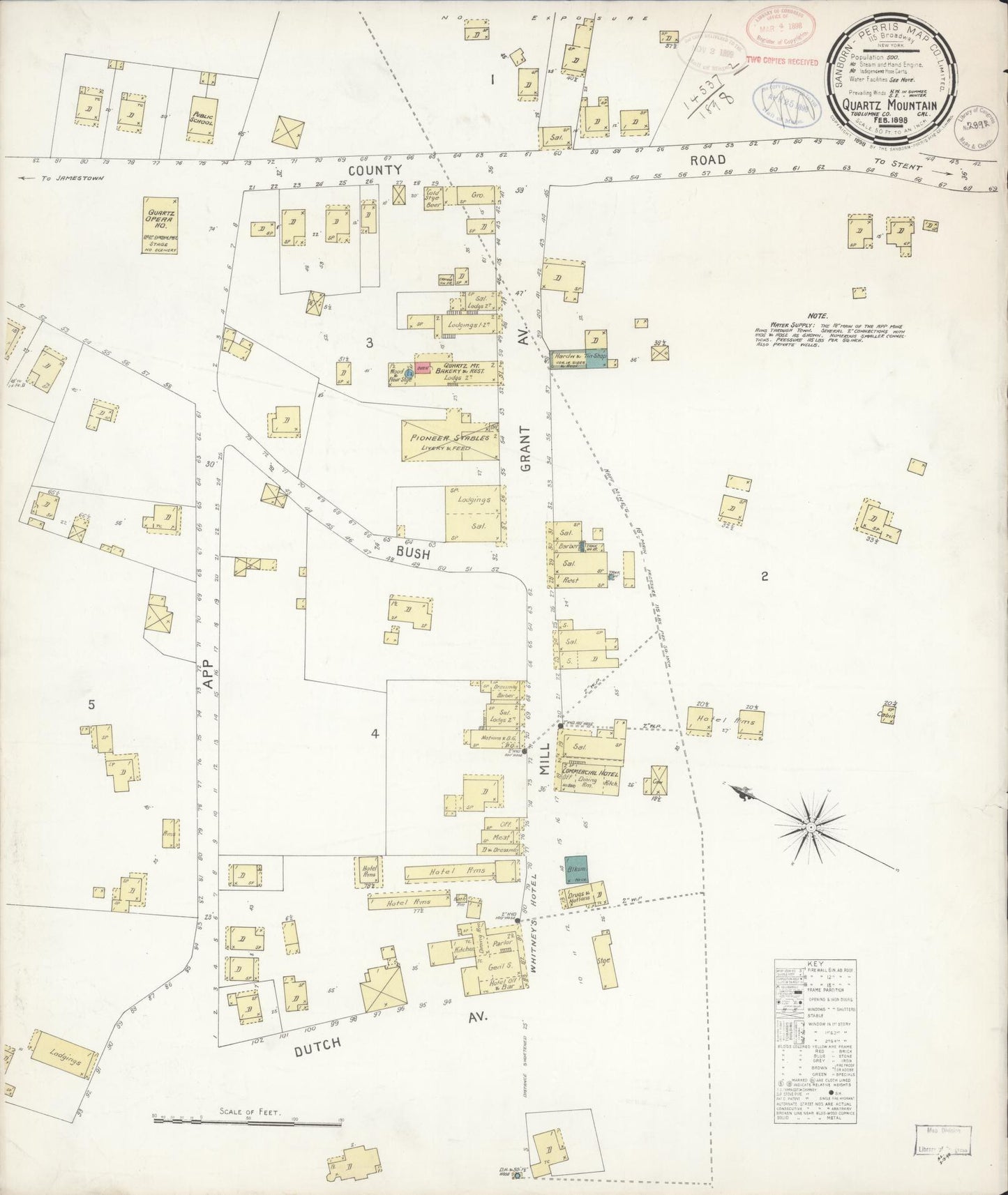 Sanborn Fire Insurance Map from Quartz Mountain, Tuolumne County, California. (1898) – Historic Sanborn Fire Insurance Map Print