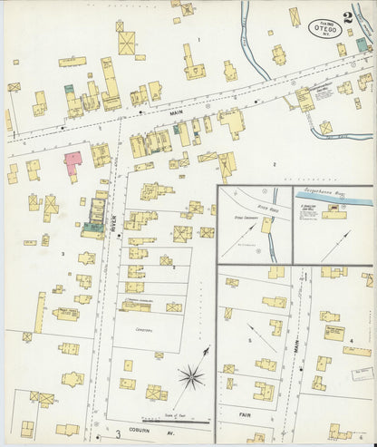 Sanborn Fire Insurance Map from Otego, Otsego County, New York (1903), Sheet #0002 - Historic Sanborn Fire Insurance Map Print, vintage old map wall art, antique decor, genealogy gift, New York New York map