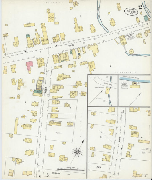Sanborn Fire Insurance Map from Otego, Otsego County, New York (1903), Sheet #0002 - Historic Sanborn Fire Insurance Map Print, vintage old map wall art, antique decor, genealogy gift, New York New York map