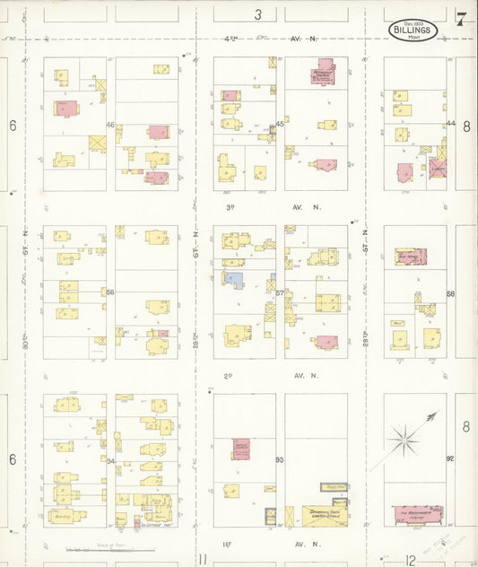 Sanborn Fire Insurance Map from Billings, Yellowstone County, Montana (1903), Sheet #0007 - Historic Sanborn Fire Insurance Map Print, vintage old map wall art, antique decor, genealogy gift, Montana Montana map