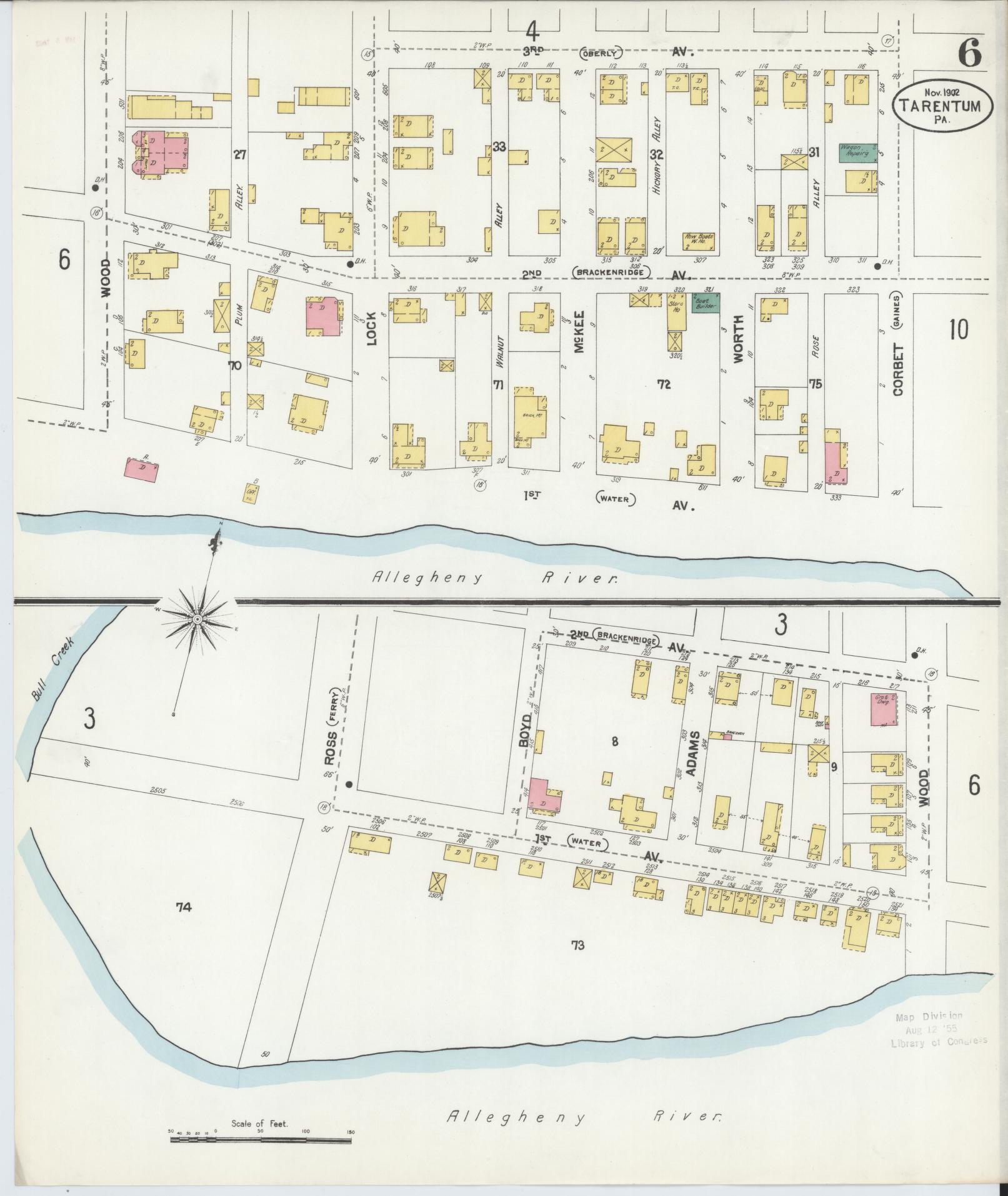 Sanborn Fire Insurance Map from Tarentum, Allegheny County, Pennsylvania (1902), Sheet #0006 - Complete Map Set gallery image, historic Sanborn map, vintage wall art, Pennsylvania Pennsylvania