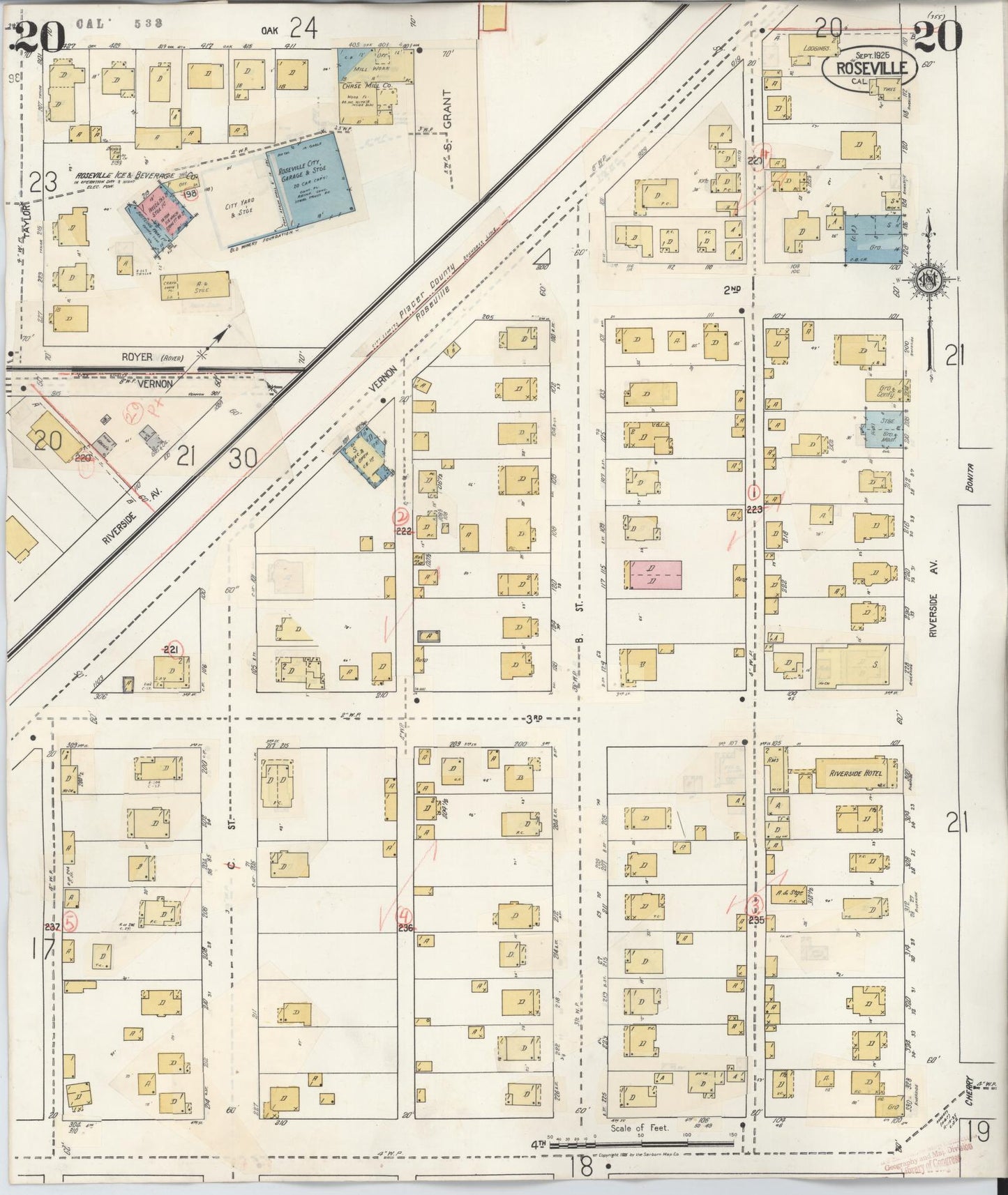 Sanborn Fire Insurance Map from Roseville, Placer County, California (1944), Sheet #0020 - Complete Map Set gallery image, historic Sanborn map, vintage wall art, California California
