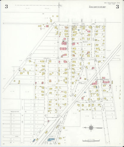 Sanborn Fire Insurance Map from New Washington, Crawford County, Ohio (1938), Sheet #0003 - Complete Map Set gallery image, historic Sanborn map, vintage wall art, Ohio Ohio