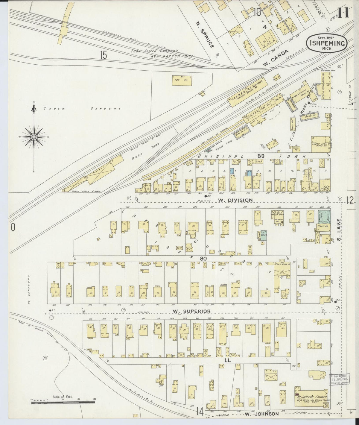Sanborn Fire Insurance Map from Ishpeming, Marquette County, Michigan (1897), Sheet #0011 - Complete Map Set gallery image, historic Sanborn map, vintage wall art, Michigan Michigan