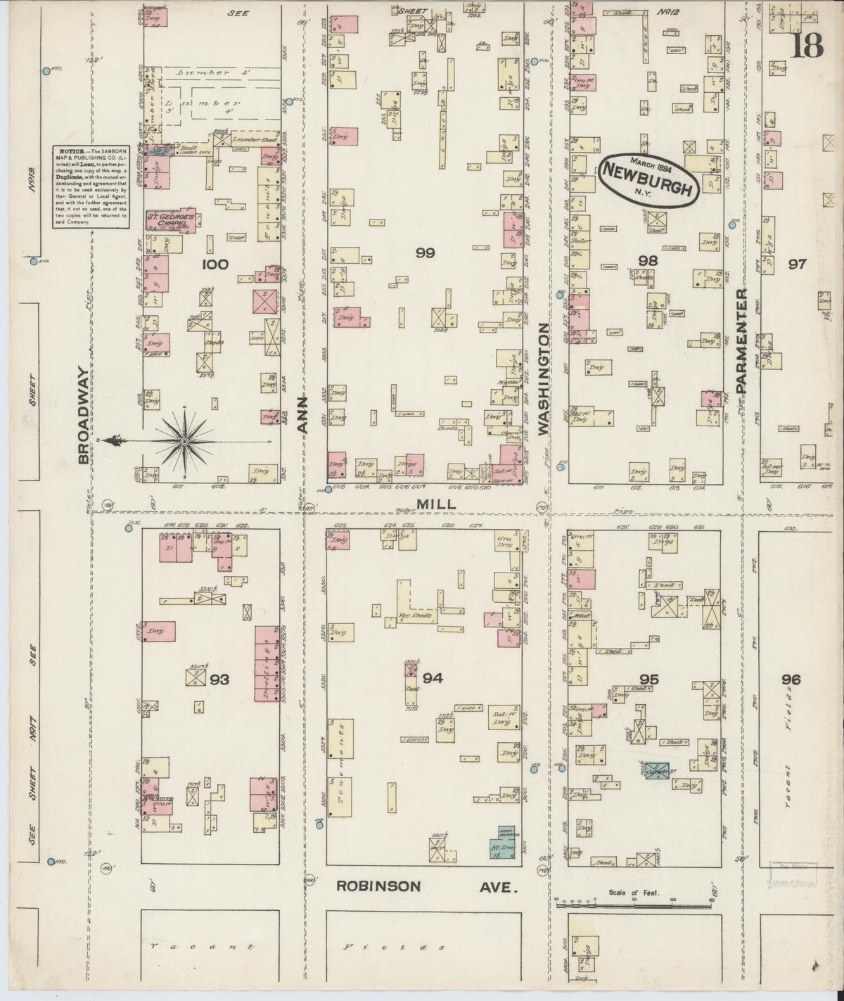 Sanborn Fire Insurance Map from Newburgh, Orange County, New York (1884), Sheet #0018 - Complete Map Set gallery image, historic Sanborn map, vintage wall art, New York New York
