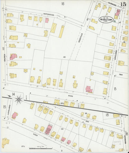 Sanborn Fire Insurance Map from Middletown, Middlesex County, Connecticut (1901), Sheet #0015 - Complete Map Set gallery image, historic Sanborn map, vintage wall art, Connecticut Connecticut