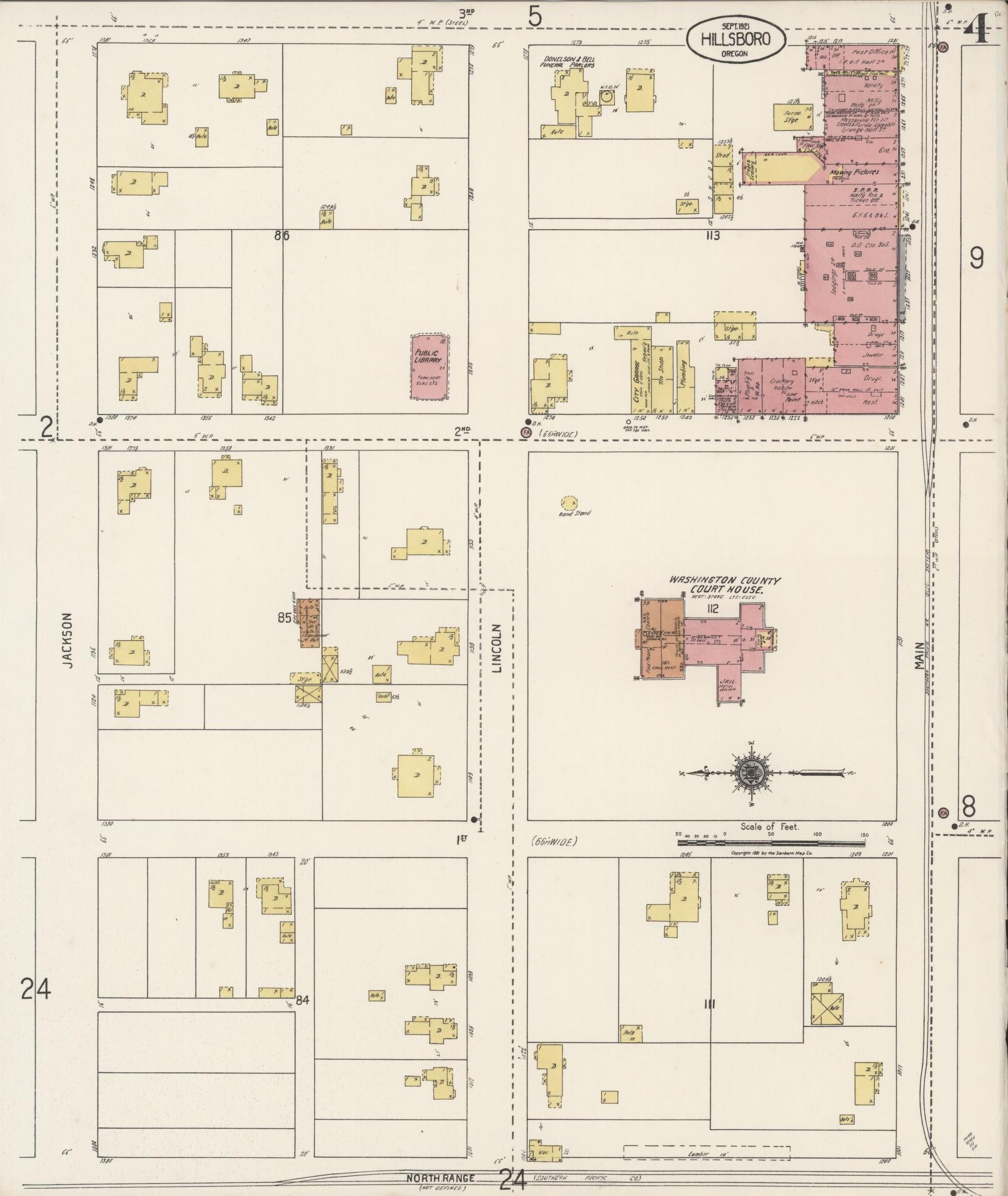 Sanborn Fire Insurance Map from Hillsboro, Washington County, Oregon (1921), Sheet #0004 - Complete Map Set gallery image, historic Sanborn map, vintage wall art, Oregon Oregon