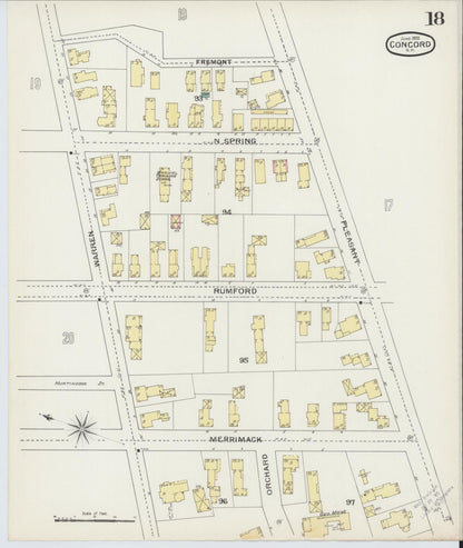 Sanborn Fire Insurance Map from Concord, Merrimack County, New Hampshire (1893), Sheet #0018 - Complete Map Set gallery image, historic Sanborn map, vintage wall art, New Hampshire New Hampshire