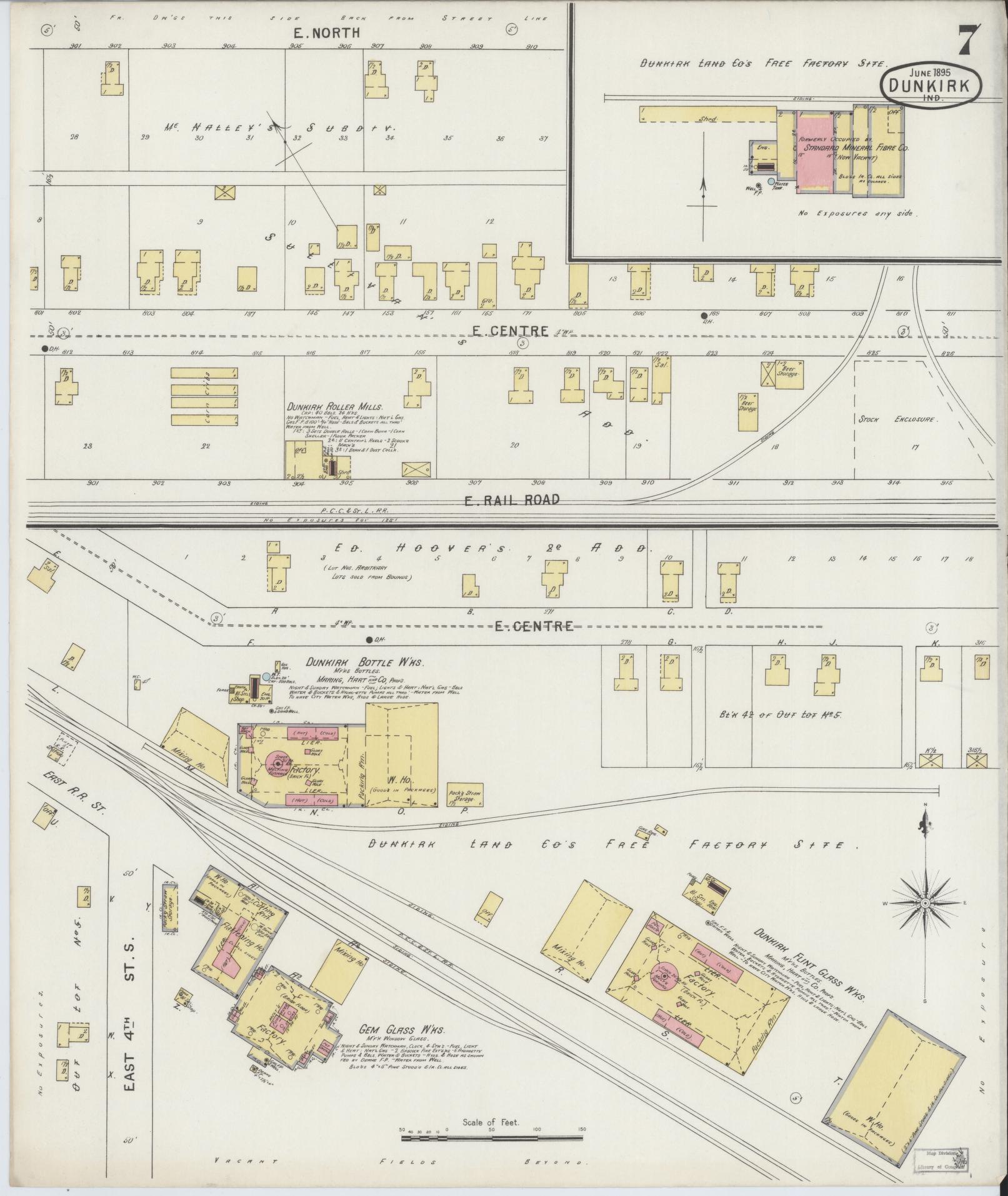 Sanborn Fire Insurance Map from Dunkirk, Jay And Blackford Counties, Indiana (1895), Sheet #0007 - Complete Map Set gallery image, historic Sanborn map, vintage wall art, Indiana Indiana