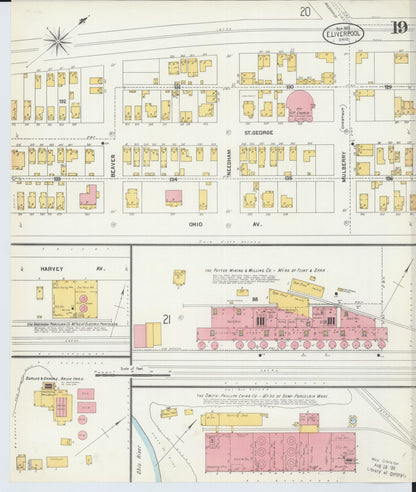 Sanborn Fire Insurance Map from East Liverpool, Columbiana County, Ohio (1903), Sheet #0019 - Historic Sanborn Fire Insurance Map Print, vintage old map wall art, antique decor, genealogy gift, Ohio Ohio map